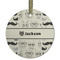 Hipster Cats & Mustache Frosted Glass Ornament - Round