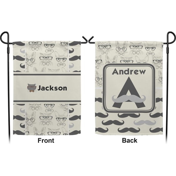 Hipster Cats & Mustache Garden Flag - Double Sided Front and Back
