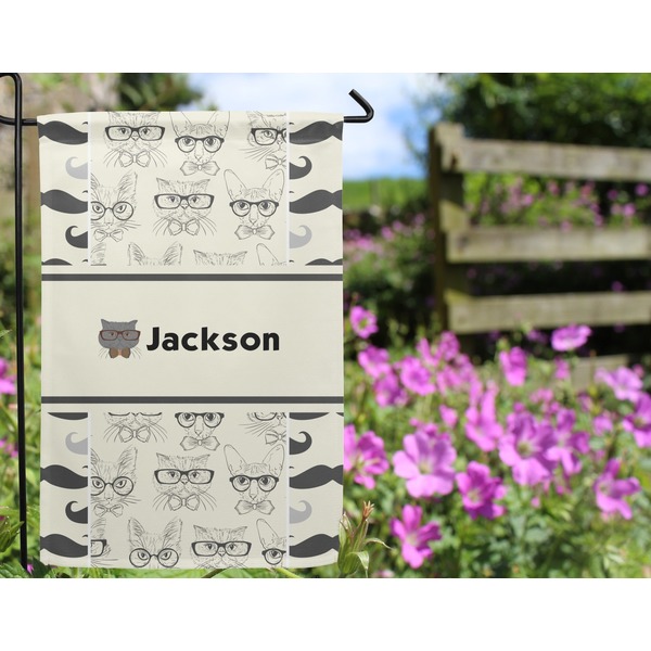 Hipster Cats & Mustache Garden Flag - Outside In Flowers