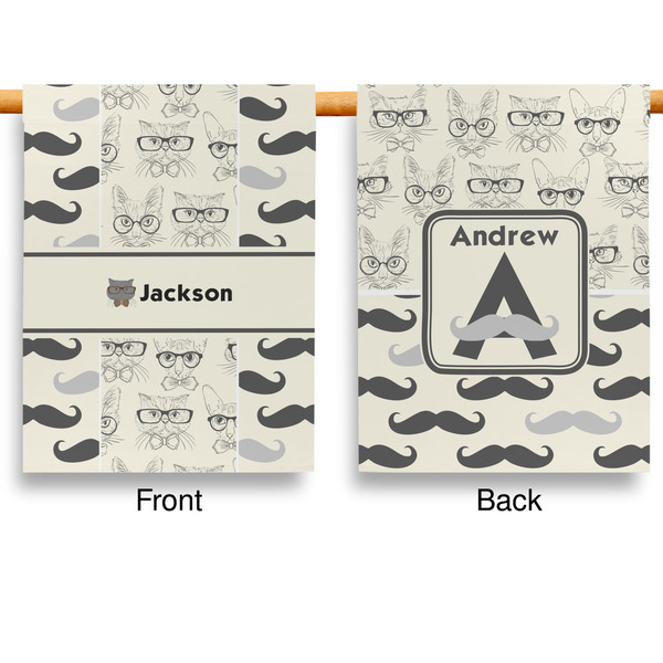 Hipster Cats & Mustache Garden Flags - Large - Double Sided - APPROVAL