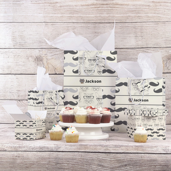 Hipster Cats & Mustache Gift Bags - In Context