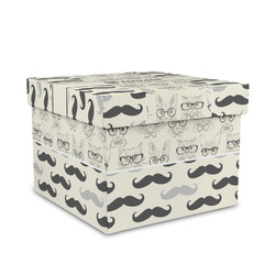 Hipster Cats & Mustache Gift Box with Lid - Canvas Wrapped - Medium (Personalized)