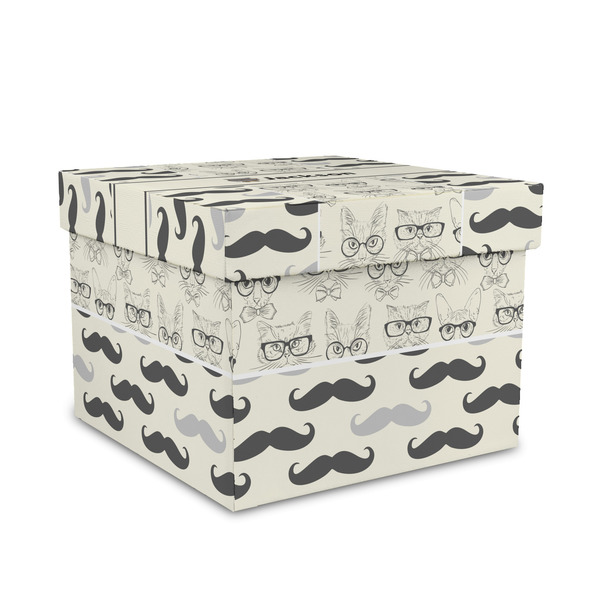 Custom Hipster Cats & Mustache Gift Box with Lid - Canvas Wrapped - Medium (Personalized)