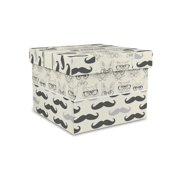 Custom Hipster Cats & Mustache Gift Box with Lid - Canvas Wrapped - Small (Personalized)