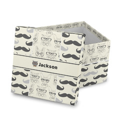 Hipster Cats & Mustache Gift Box with Lid - Canvas Wrapped (Personalized)