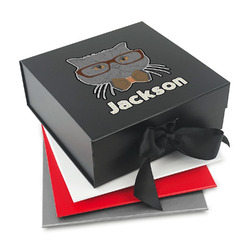 Hipster Cats & Mustache Gift Box with Magnetic Lid (Personalized)