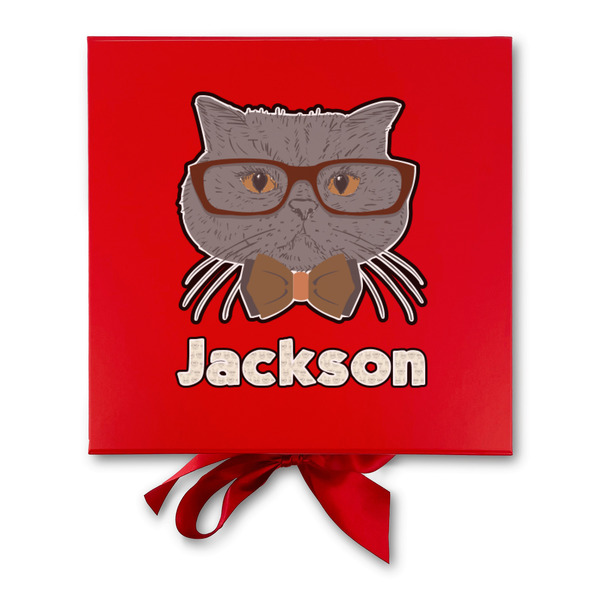 Hipster Cats & Mustache Gift Boxes with Magnetic Lid - Red - Approval