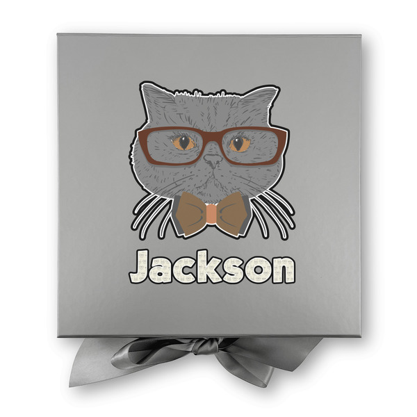 Hipster Cats & Mustache Gift Boxes with Magnetic Lid - Silver - Approval
