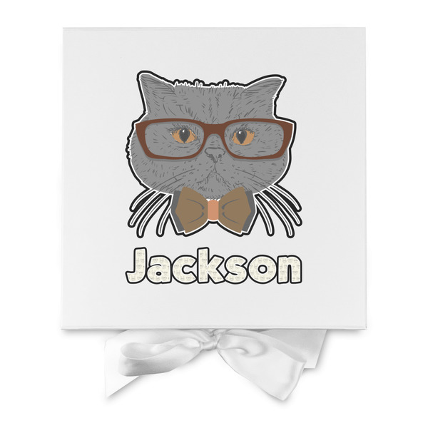 Hipster Cats & Mustache Gift Boxes with Magnetic Lid - White - Approval