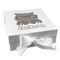 Hipster Cats & Mustache Gift Boxes with Magnetic Lid - White - Front