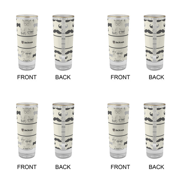 Hipster Cats & Mustache Glass Shot Glass - 2 oz - Set of 4 - APPROVAL