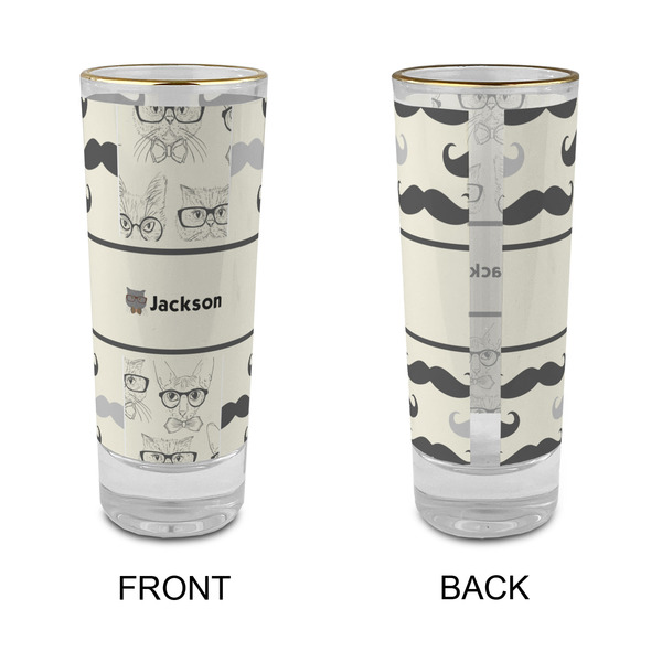 Hipster Cats & Mustache Glass Shot Glass - 2 oz - Single - APPROVAL