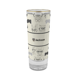 Hipster Cats & Mustache 2 oz Shot Glass - Glass with Gold Rim (Personalized)