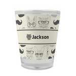 Hipster Cats & Mustache Glass Shot Glass - 1.5 oz - Set of 4 (Personalized)
