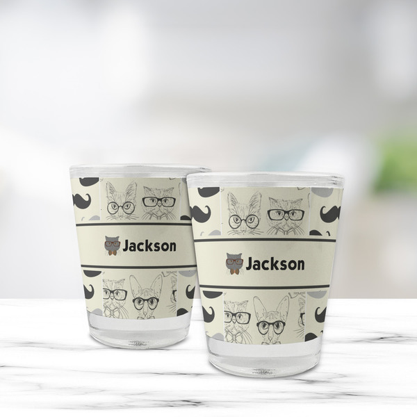 Hipster Cats & Mustache Glass Shot Glass - Standard - LIFESTYLE