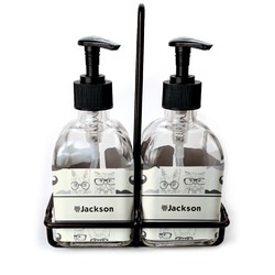 Hipster Cats & Mustache Glass Soap & Lotion Bottles (Personalized)