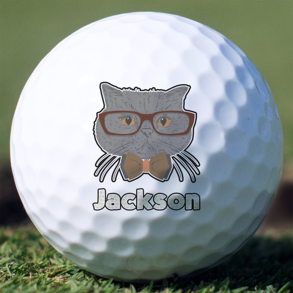 Custom Hipster Cats & Mustache Golf Balls - Titleist Pro V1 - Set of 3 (Personalized)