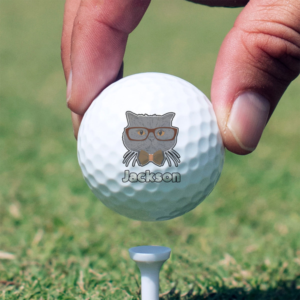 Hipster Cats & Mustache Golf Ball - Branded - Hand