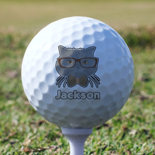 Hipster Cats & Mustache Golf Ball - Branded - Tee