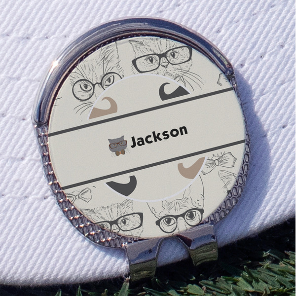 Custom Hipster Cats & Mustache Golf Ball Marker - Hat Clip