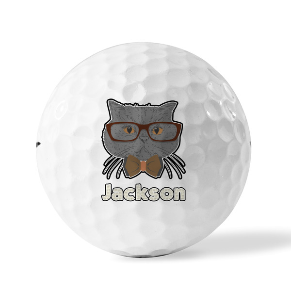 Hipster Cats & Mustache Golf Balls - Titleist - Set of 3 - FRONT
