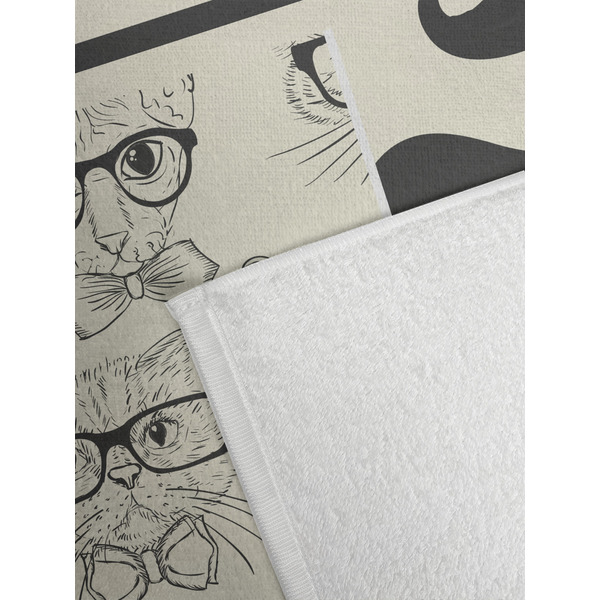 Hipster Cats & Mustache Golf Towel - Detail
