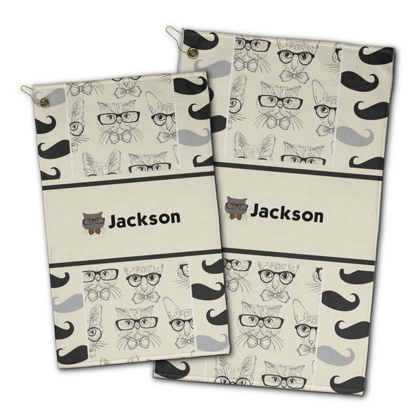 Hipster Cats & Mustache Golf Towel - PARENT (small and large)