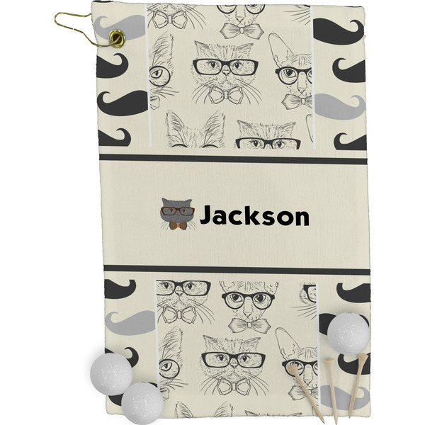 Hipster Cats & Mustache Golf Towel (Personalized)
