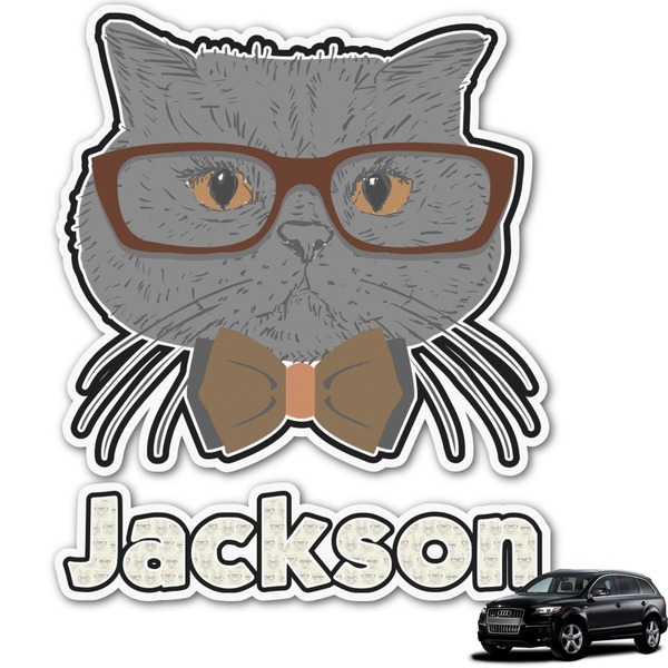 Custom Hipster Cats & Mustache Graphic Car Decal (Personalized)