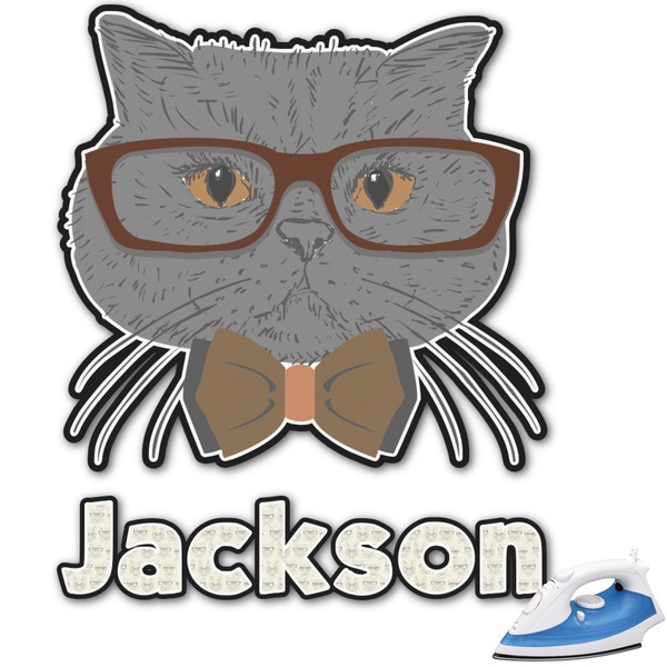 Custom Hipster Cats & Mustache Graphic Iron On Transfer - Up to 15"x15" (Personalized)