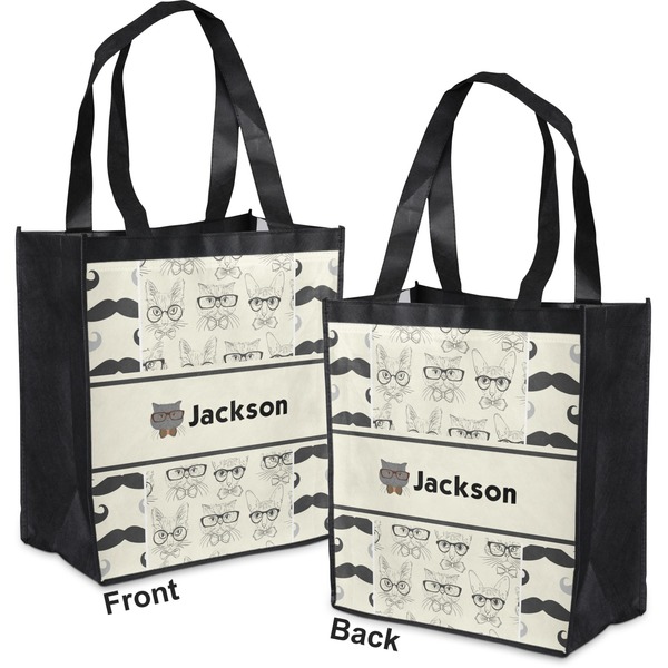 Hipster Cats & Mustache Grocery Bag - Apvl