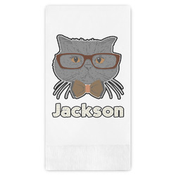 Hipster Cats & Mustache Guest Napkins - Full Color - Embossed Edge (Personalized)