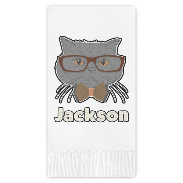 Custom Hipster Cats & Mustache Guest Towels - Full Color (Personalized)