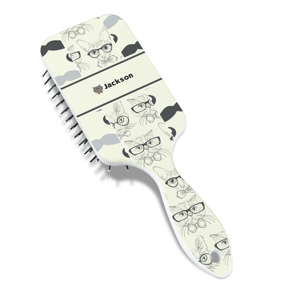 Hipster Cats & Mustache Hair Brush - Angle View