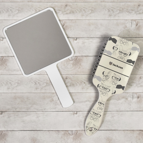 Hipster Cats & Mustache Hair Brush - In Context