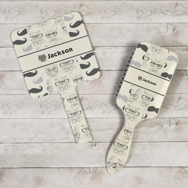 Hipster Cats & Mustache Hand Mirrors - In Context