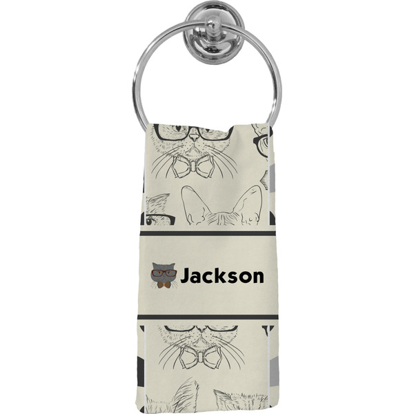 Custom Hipster Cats & Mustache Hand Towel - Full Print (Personalized)
