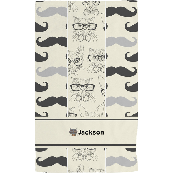 Hipster Cats & Mustache Hand Towel (Personalized) Full