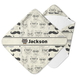 Hipster Cats & Mustache Hooded Baby Towel (Personalized)