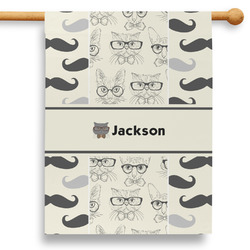 Hipster Cats & Mustache 28" House Flag (Personalized)