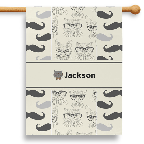 Custom Hipster Cats & Mustache 28" House Flag (Personalized)