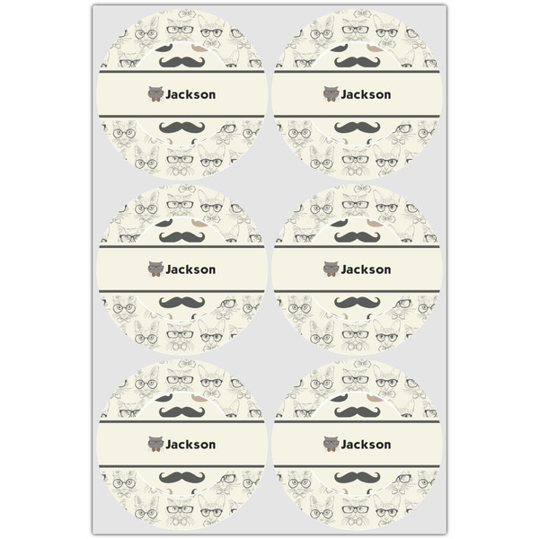Hipster Cats & Mustache Icing Circle - Large - Set of 6