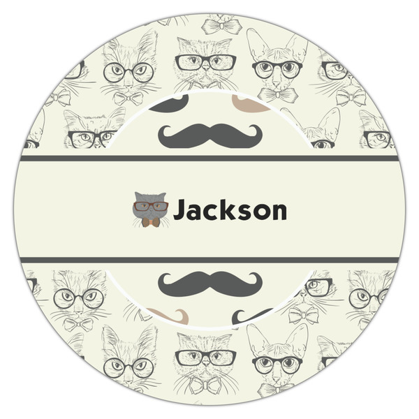 Hipster Cats & Mustache Icing Circle - Large - Single