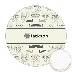 Hipster Cats & Mustache Printed Cookie Topper - Round (Personalized)