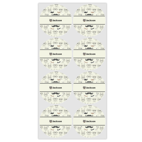 Hipster Cats & Mustache Icing Circle - Medium - Set of 8