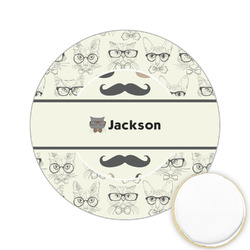 Hipster Cats & Mustache Printed Cookie Topper - 2.15" (Personalized)