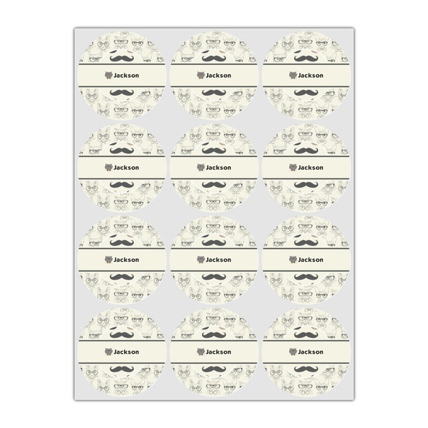 Hipster Cats & Mustache Icing Circle - Small - Set of 12