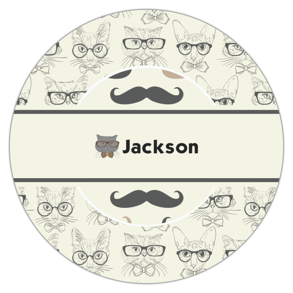 Hipster Cats & Mustache Icing Circle - Small - Single