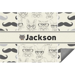 Hipster Cats & Mustache Indoor / Outdoor Rug (Personalized)