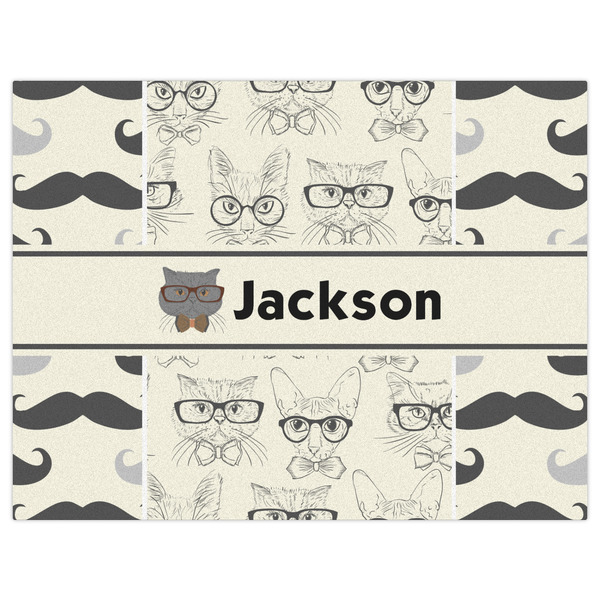 Hipster Cats & Mustache Indoor / Outdoor Rug - 6'x8' - Front Flat